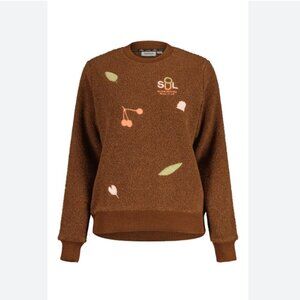 MALOJA  BROWN PASTEL EMBROIDERY TEDDY FLEECE SWEATER STYLE 32439 - S